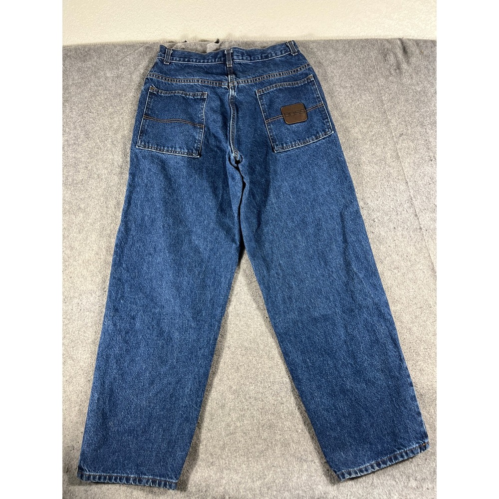 Vintage 90s Boss Baggy Jeans Mens Size 32x32 Blue Denim Relaxed Hip Hop Skater